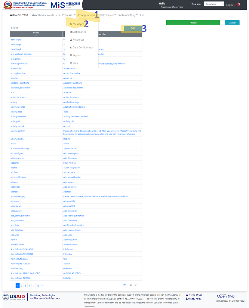 Messages Labels Setups OpenRIMS OpenRIMS Talk Messages labels setups openrims openrims talk